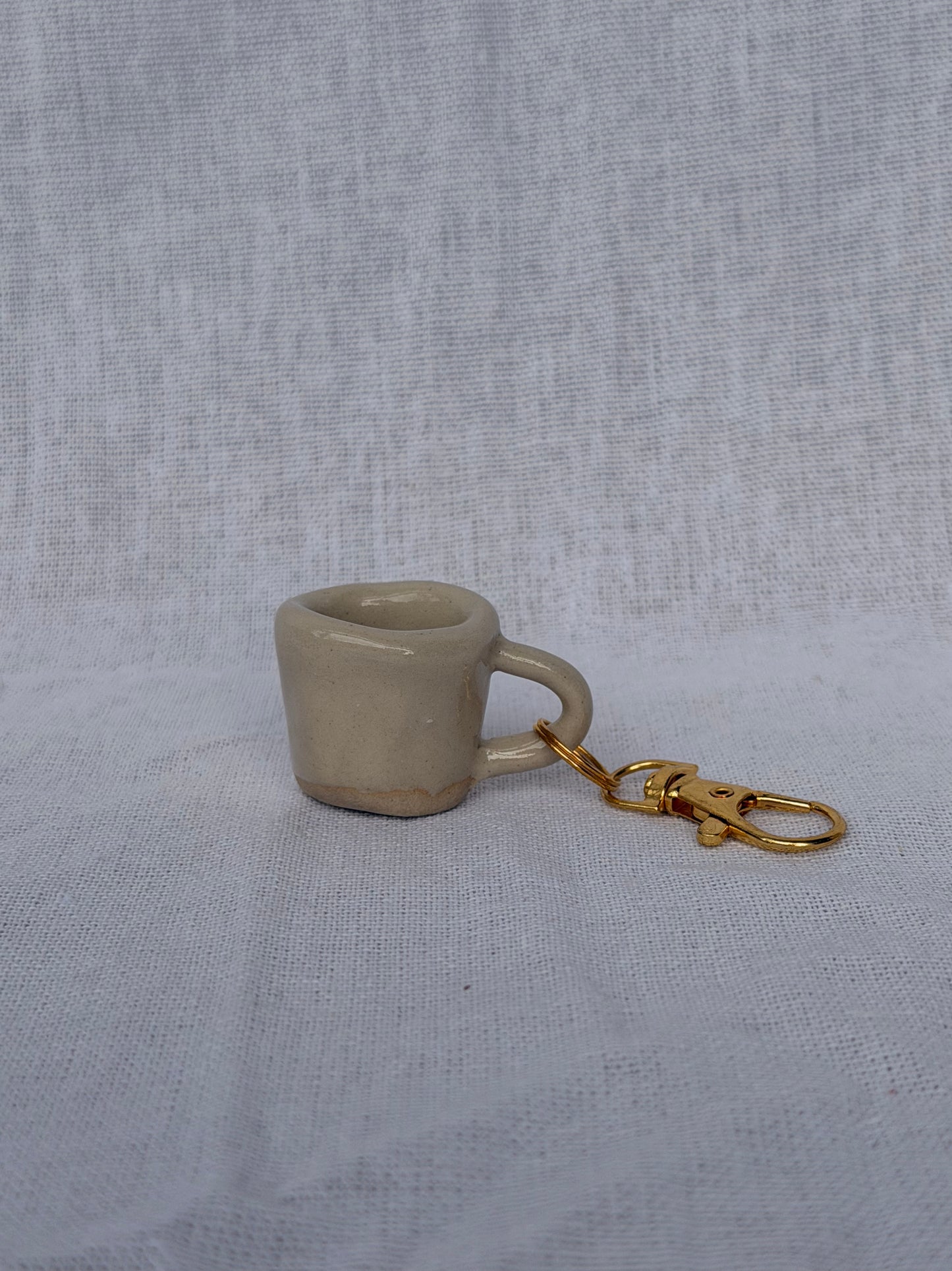 Beige Mini Mug Keyring