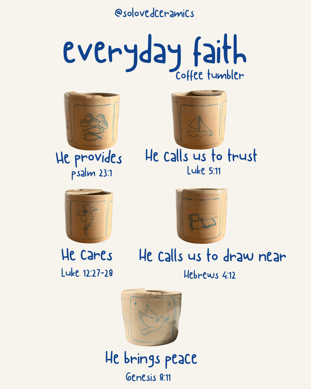 Everyday Faith Coffee Tumbler | Handmade To-Go Coffee Cup | Christian Ceramics