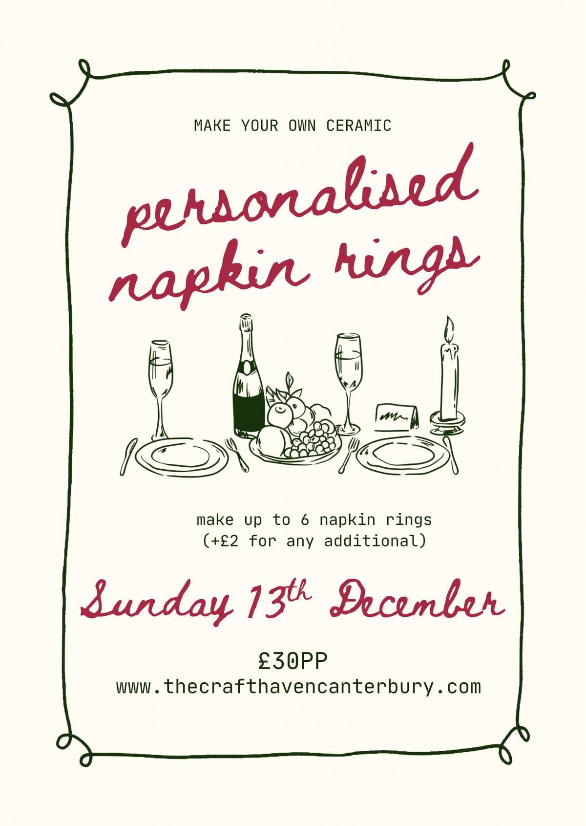 Ceramic Christmas Napkin Rings | Sunday 13th December | 3-5:30pm
