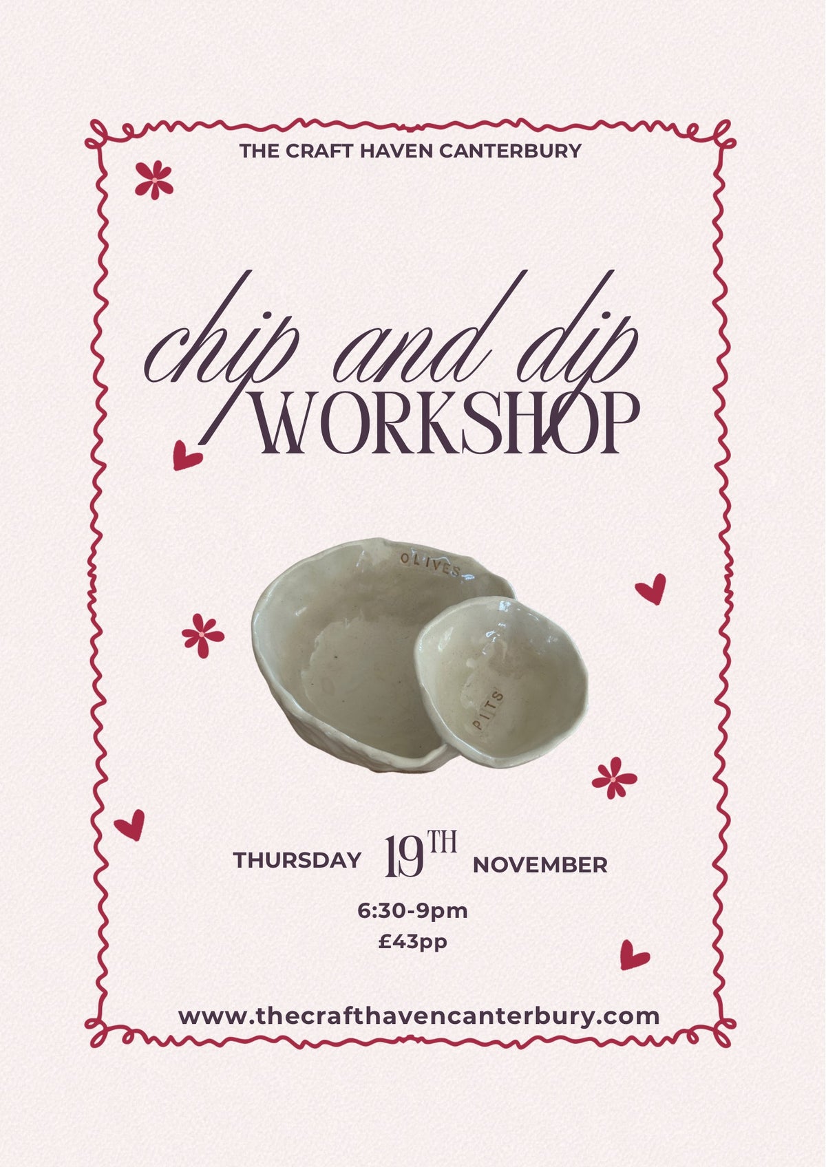 Ceramic Chip and Dip Bowl Workshop | Thursday 19th November | 6:30-9pm
