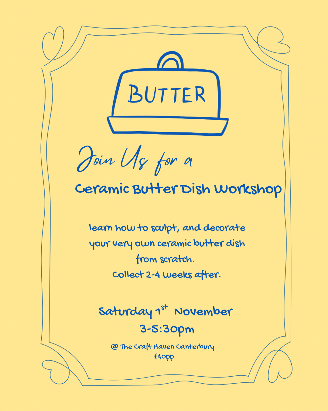 Ceramic Butter Dish Workshop | Saturday 1st November | 3-5:30pm