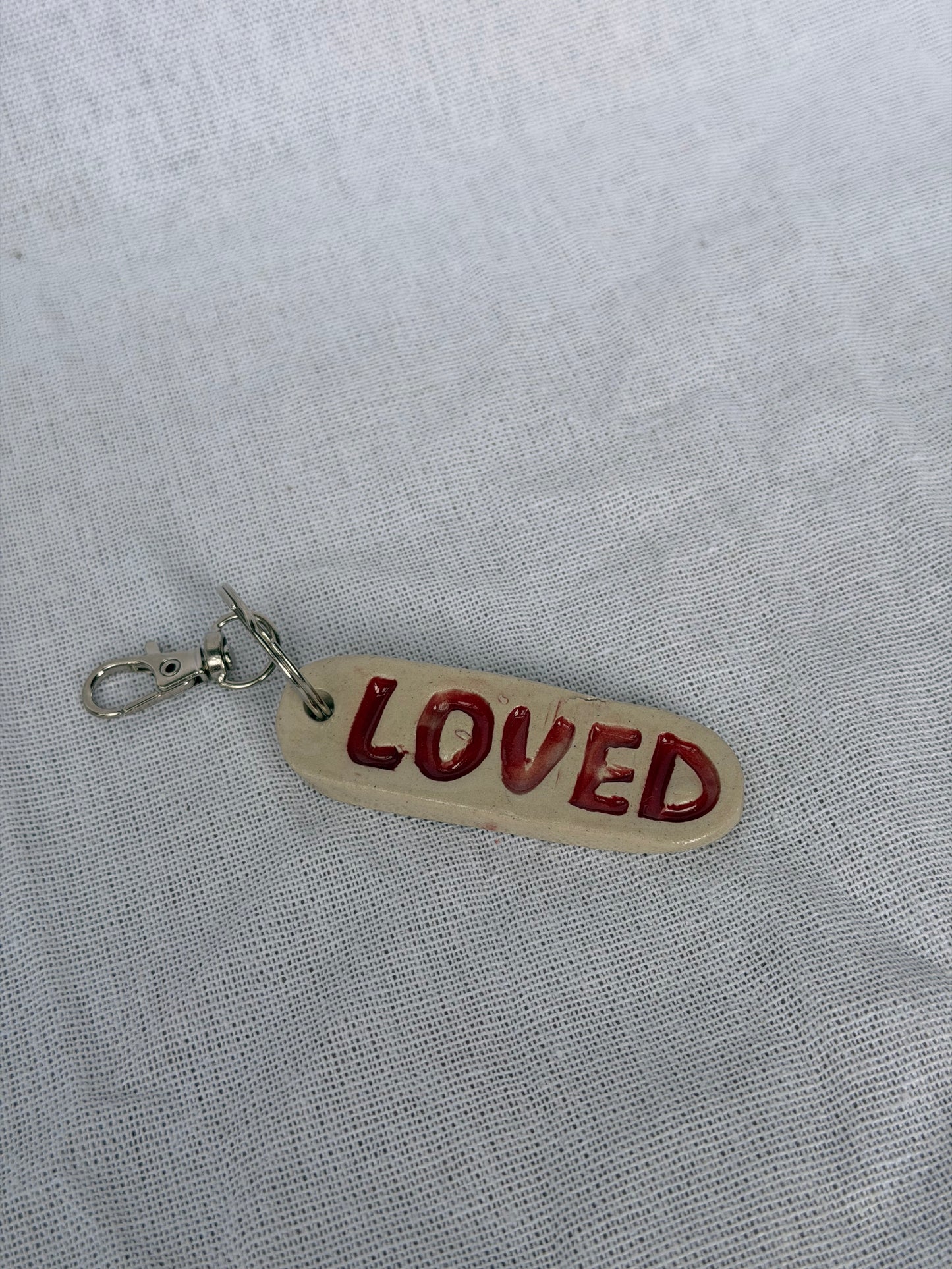 ‘Loved’ Ceramic Keyring