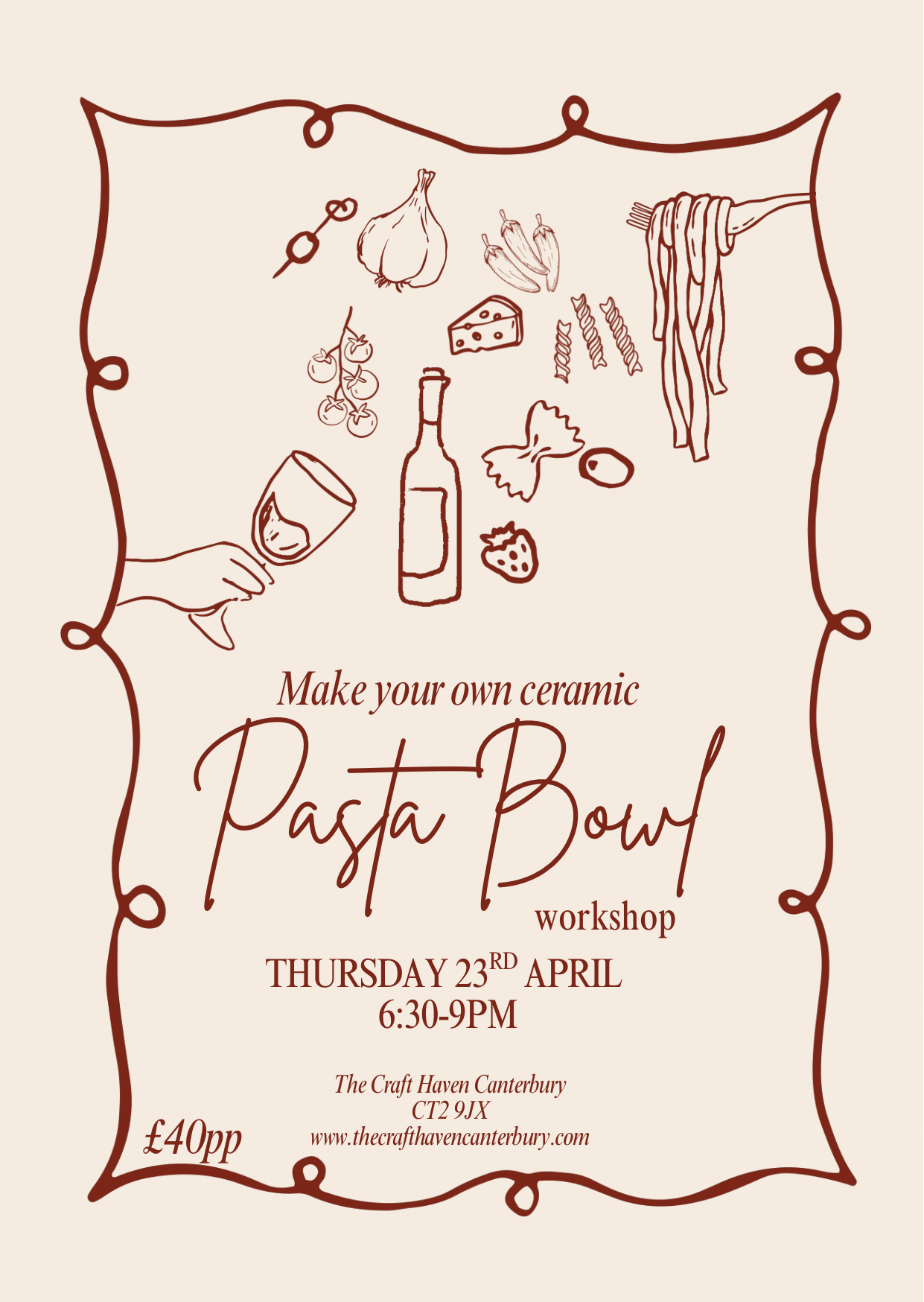 Pasta Bowl Workshop | Thursday 23rd April | 6:30-9pm