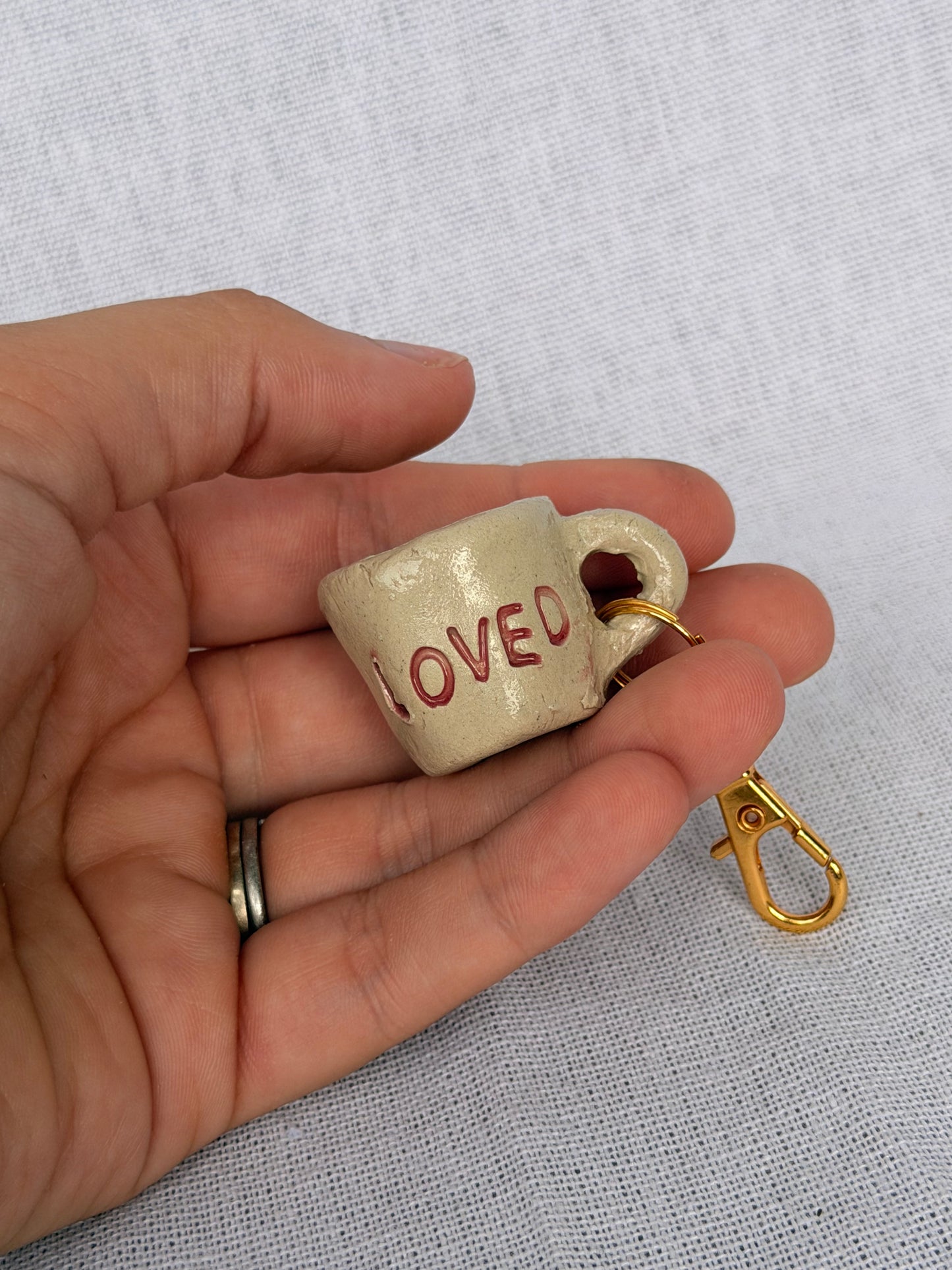 ‘Loved’ Mini Mug Keyring