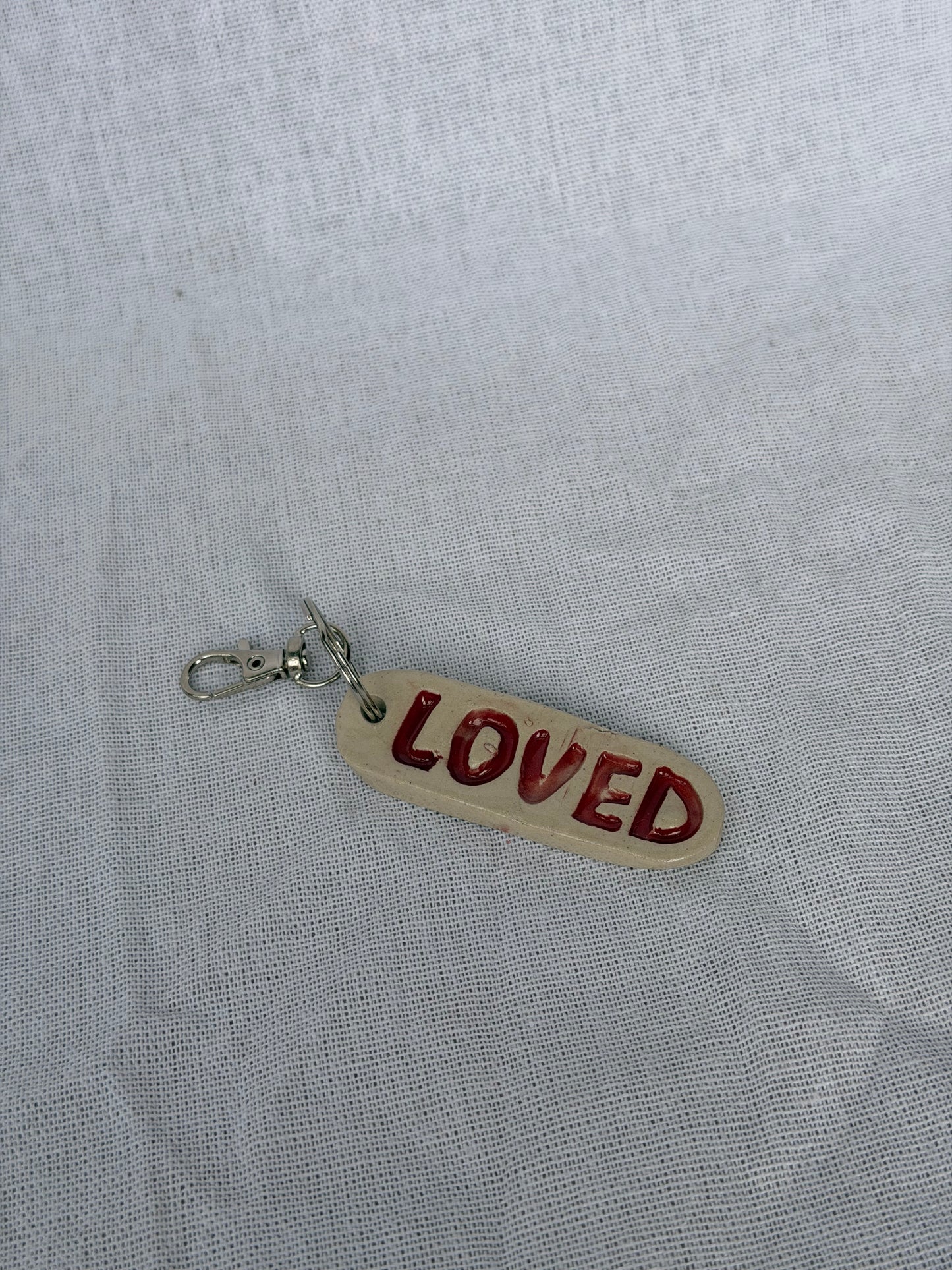‘Loved’ Ceramic Keyring