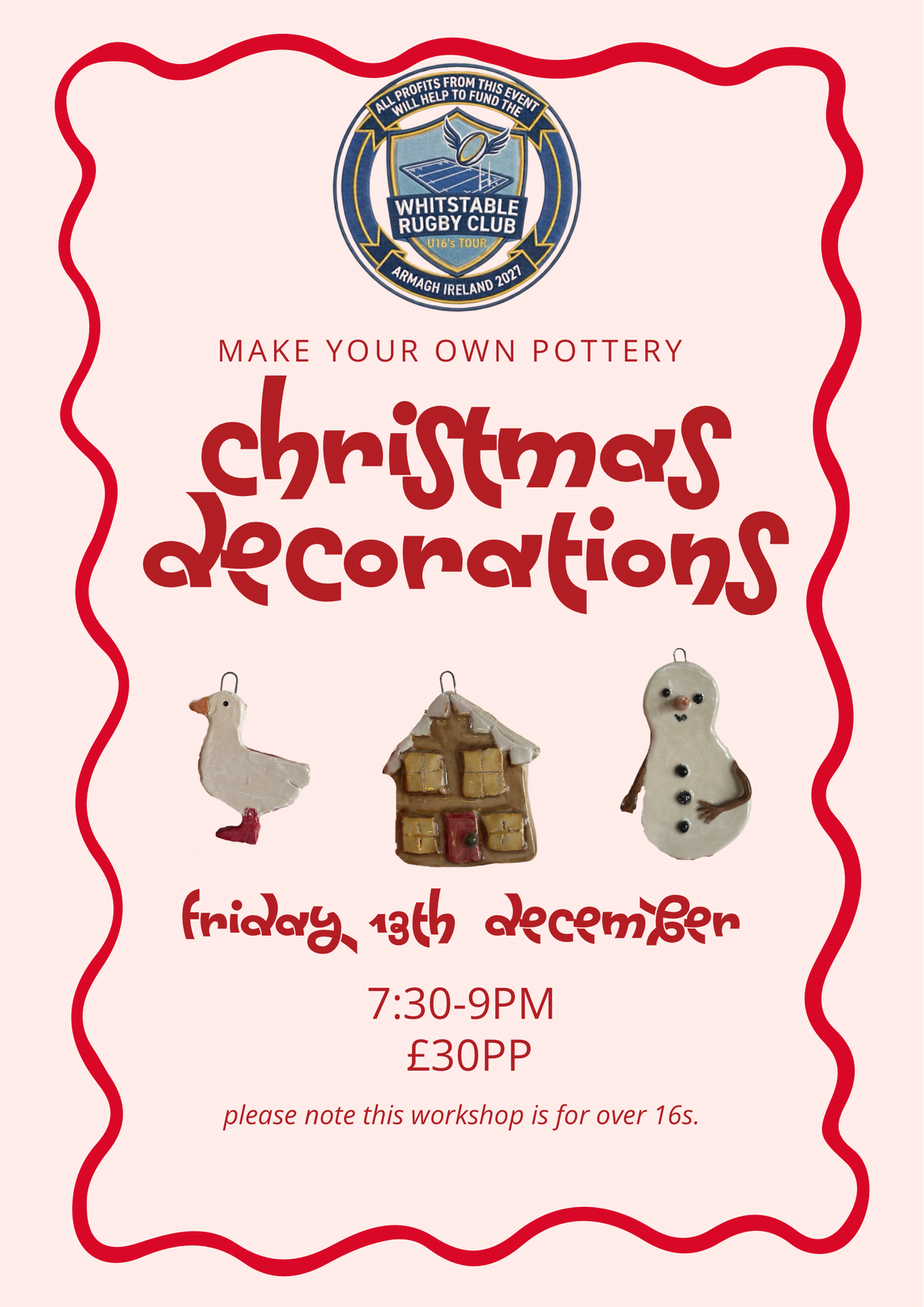 Ceramic Christmas Decorations @ Whitstable Rugby Club | Friday 13th November | 7:30-9pm