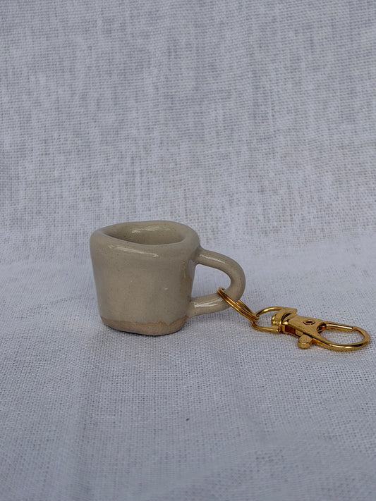 Beige Mini Mug Keyring