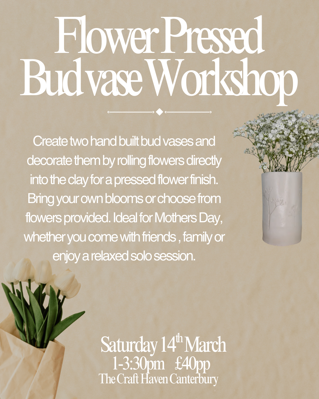 Flower Pressed Bud Vase Workshop | Saturday 14th March | 1-3:30pm