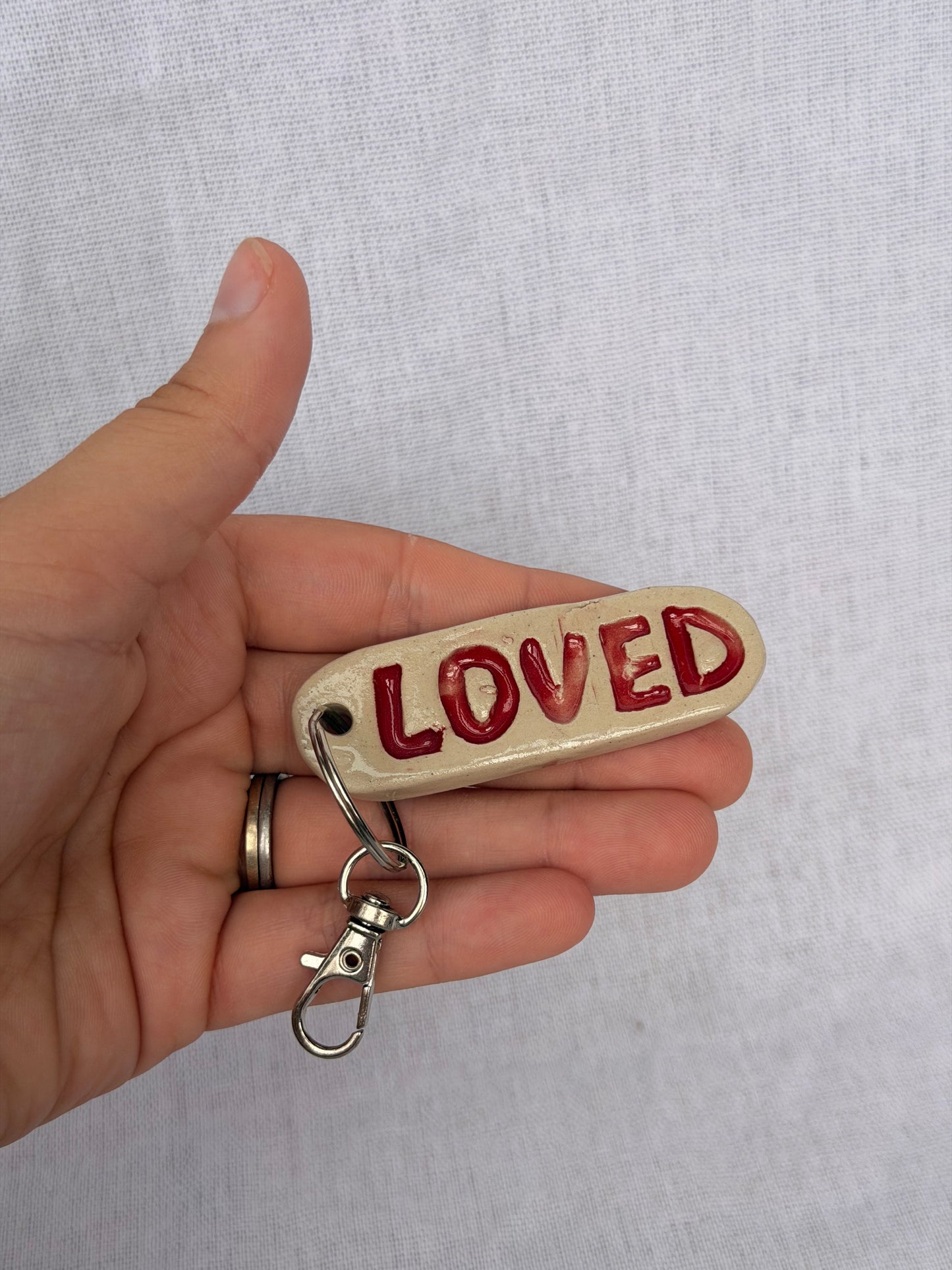 ‘Loved’ Ceramic Keyring
