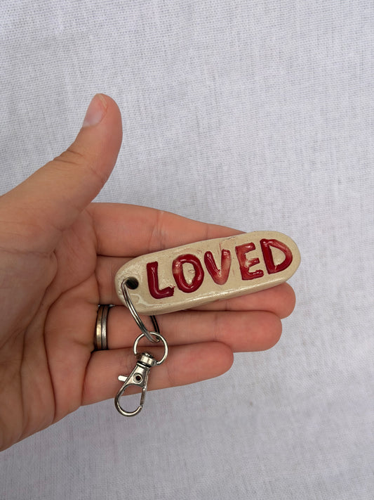 ‘Loved’ Ceramic Keyring