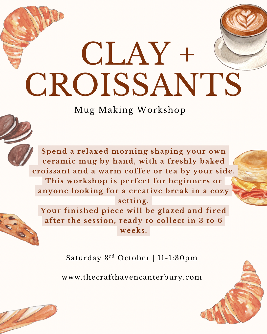 Clay and Croissants Mug Making | Saturday 3rd October | 11-1:30pm