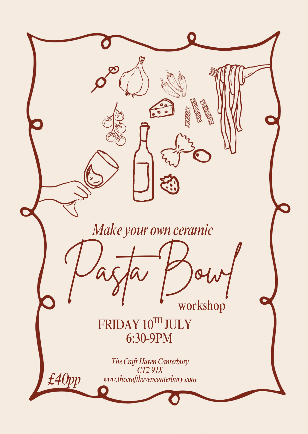 Pasta Bowl Workshop | Friday 10th July | 6:30-9pm