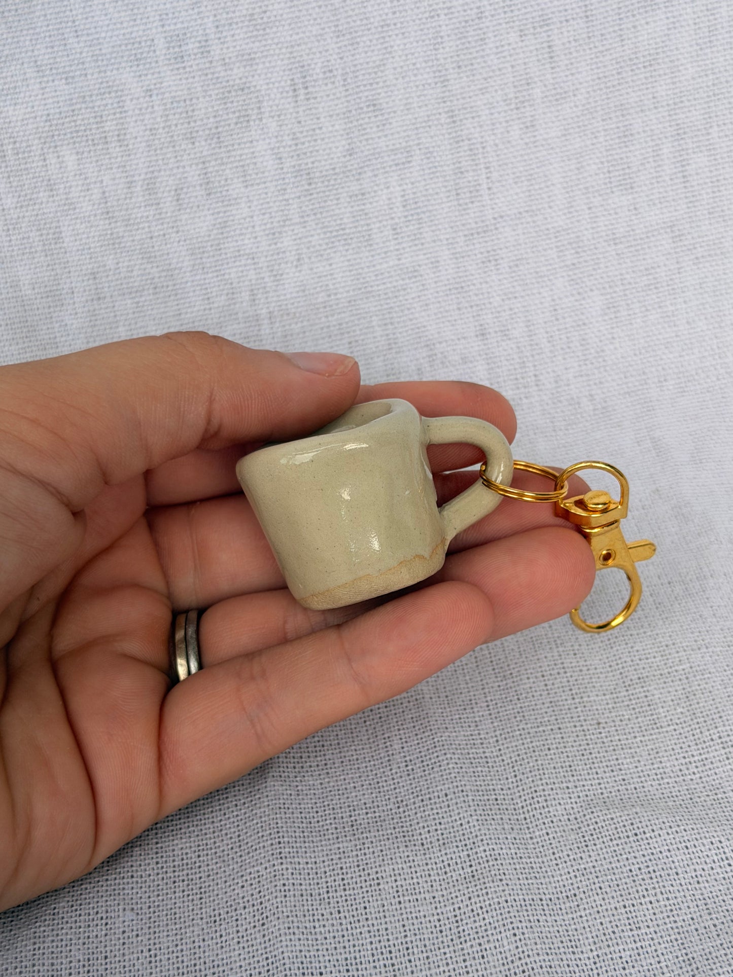 Beige Mini Mug Keyring