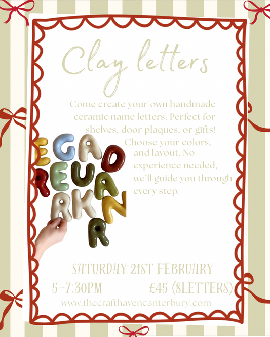 “Clay Letters” Ceramic Letters Workshop|Saturday 21st February | 5-7:30pm