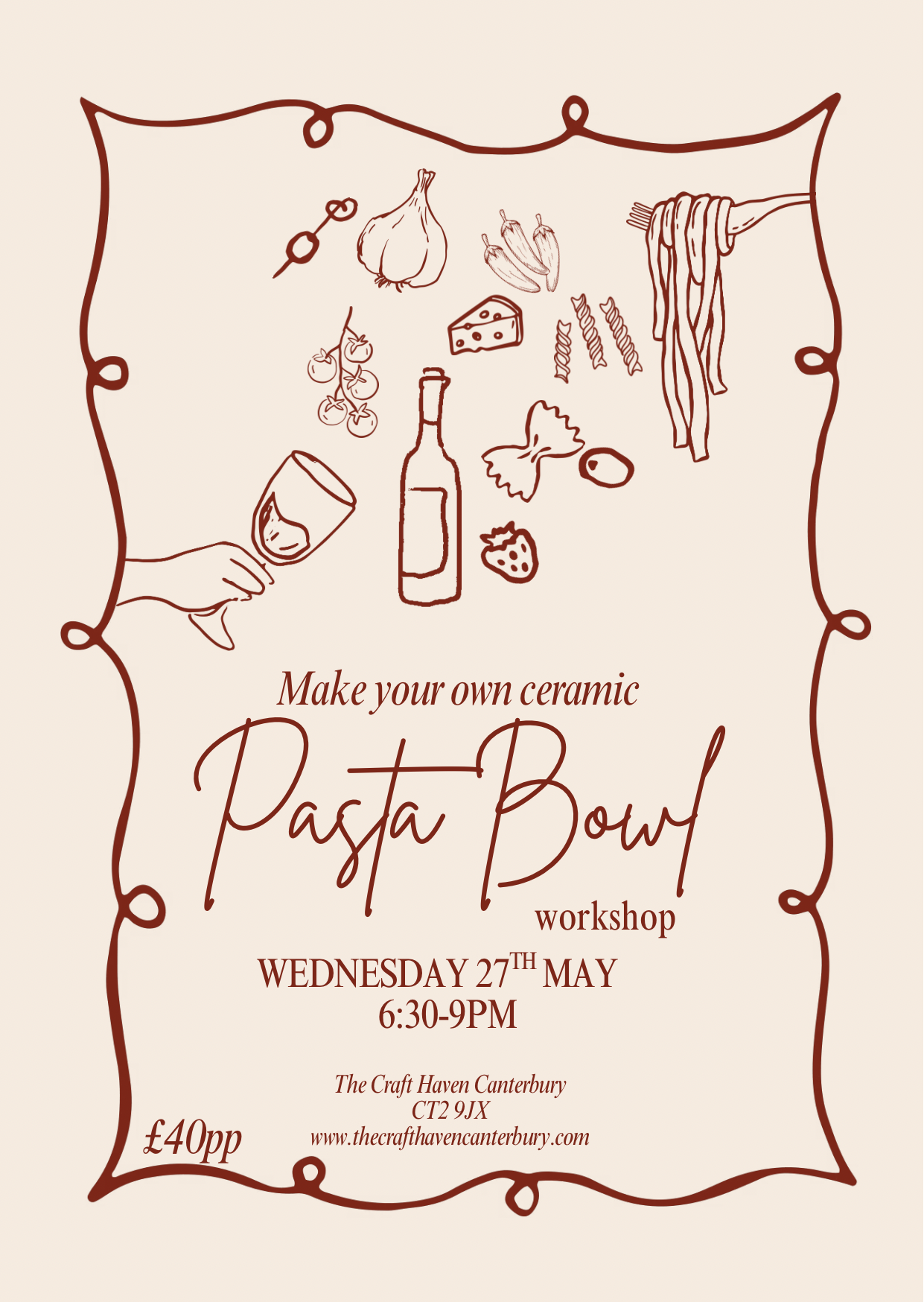 Pasta Bowl Workshop | Wednesday 27th May | 6:30-9pm