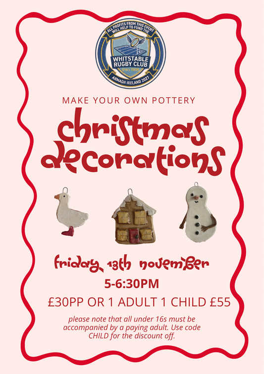 Ceramic Christmas Decorations @ Whitstable Rugby Club | Friday 13th November | 5-6:30pm